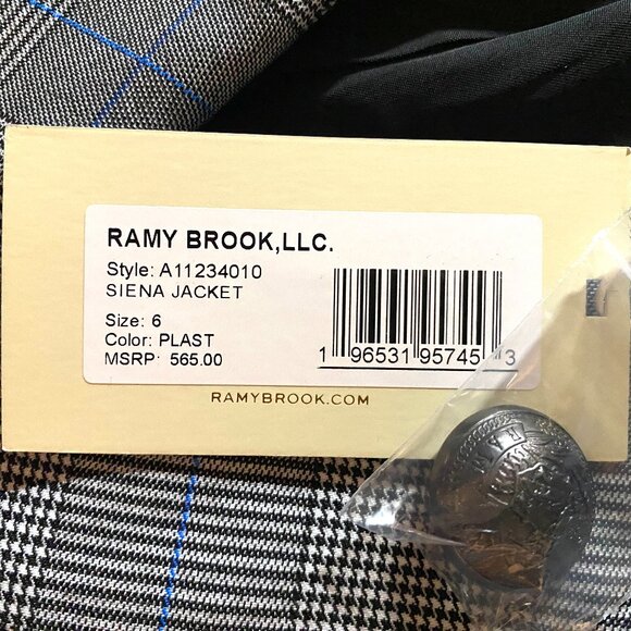 NWT RAMY BROOK | Sienna Plaid Cropped Blazer - Grey - Picture 14 of 17